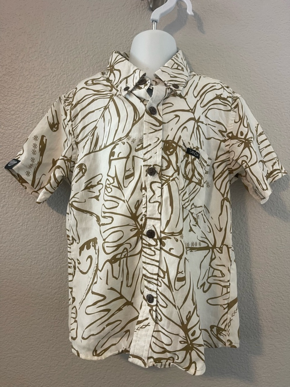 Tanoa Polynesian - Button-Up Shirt in Cream & Brown